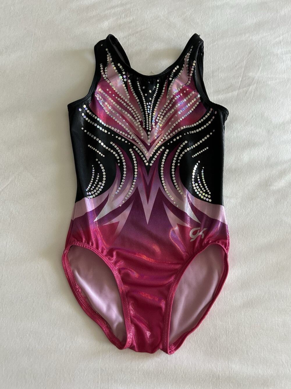 GK ELITE size CM Child M Gymnastics Leotard Competition SPARKLE Black Pink C26